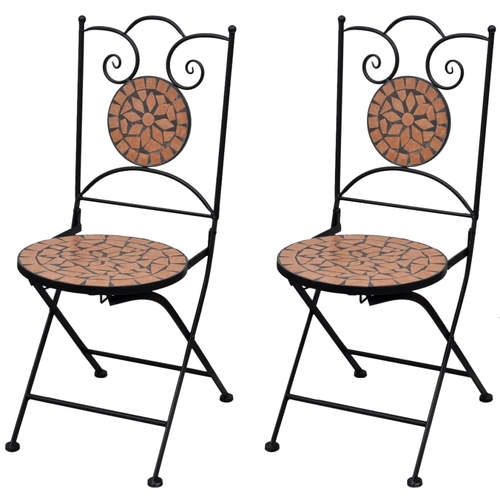 Folding Bistro Chairs 2 pcs Ceramic Terracotta and White