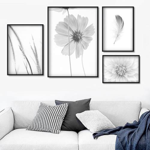 Daisy Grass Feather Wall Art Canvas Painting