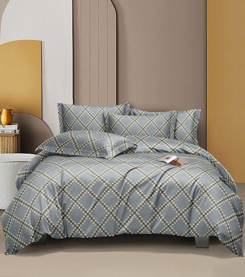 Glace Cotton Elastic Fitted Bedsheet Queen Size Double Bed with 2