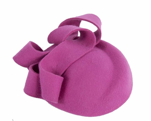 Fuchsia winter felt pillbox fascinator hat