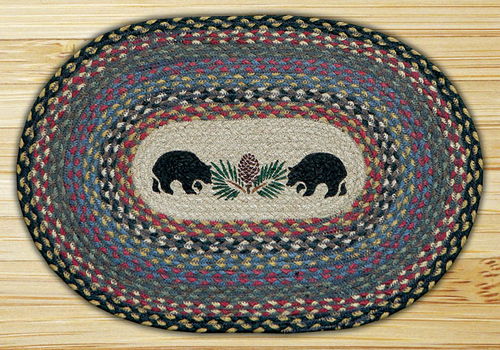 Earth Rugs 48-043BB Black Bears Oval Placemat