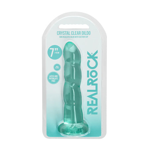 RealRock Crystal Clear Non-Realistic 7 in. Twisted Dildo With Suction