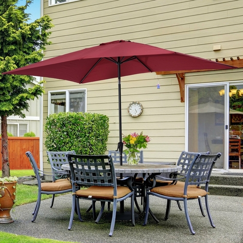 Outsunny 6.5x10ft Rectangle Aluminum Tilt Patio Umbrella Garden Market
