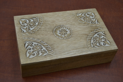 Handmade Carved Flower Wood Box