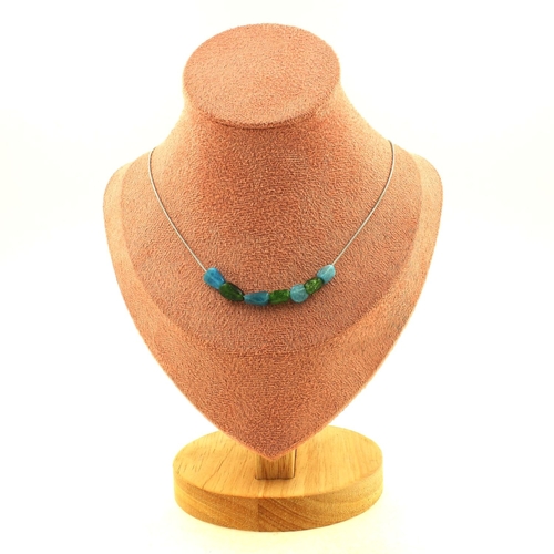Blue apatite + Diopside from Brazil 7 beads necklace.