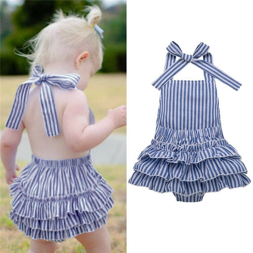 Toddler Kids Baby Girls Clothes Sleeveless Stripe