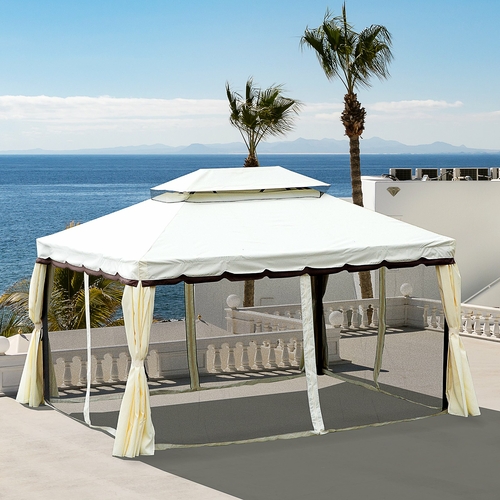 Outsunny 10x13ft Gazebo Canopy Garden Shelter Double Tier Roof Shelter
