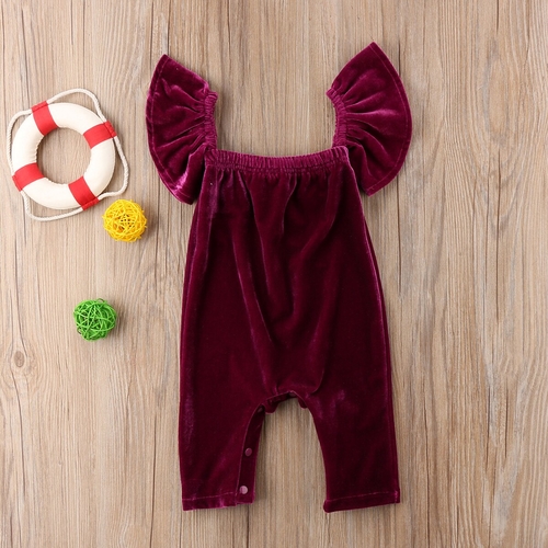 Newborn Rompers Baby Girl Ruffle Velvet Romper