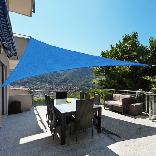 Outsunny 12 ft Triangle Sun Shade Sail Shelter Canopy Blue +Carrying