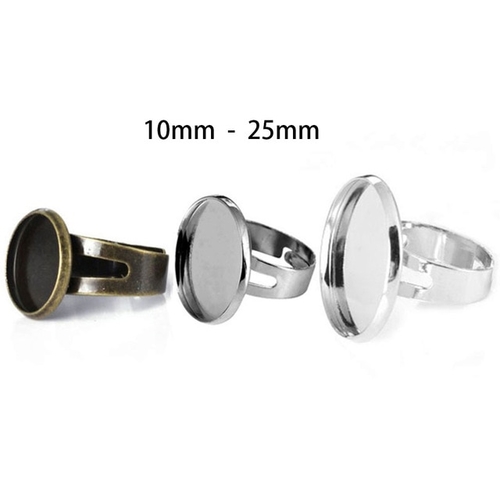 10pcs silver Plated Adjustable Blank Base Ring