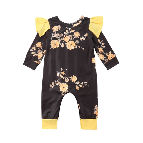 Newborn Baby Girl Long Sleeve Flower One piece