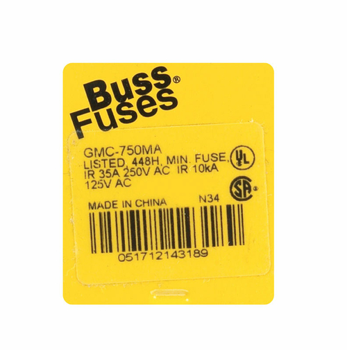 Bussmann 3230034 250V Glass Time Delay Fuse, Pack of 5