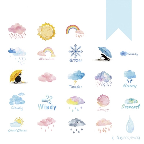 46PCS/PACK Cute Weather Rainbow Sticker