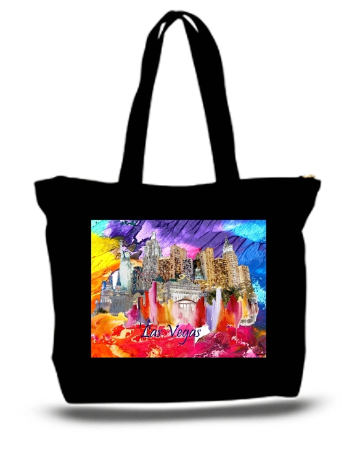 Las Vegas Skyline Large Tote New Zipper Bag