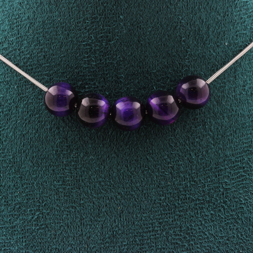 Purple Tiger's Eye 8 mm 5 beads necklace.
