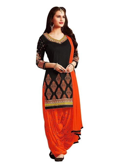 Generic Women's Cotton Salwar Material (Black and