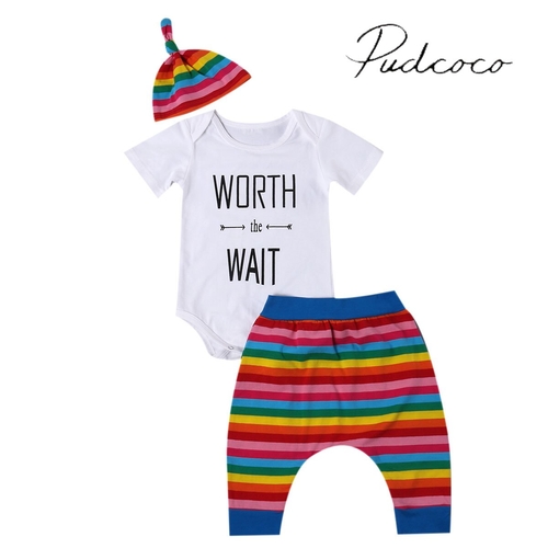 Lovely Rainbow 3Pcs Newborn Infant Kids Baby