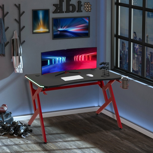 HOMCOM Gaming Desk 47 Inch Racing Style PC Computer Table Home Office