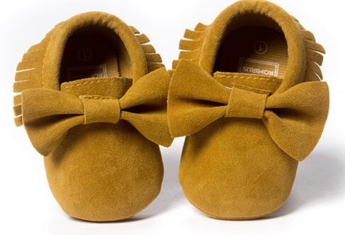 New Red Gold Suede PU Leather Baby Moccasins Bow