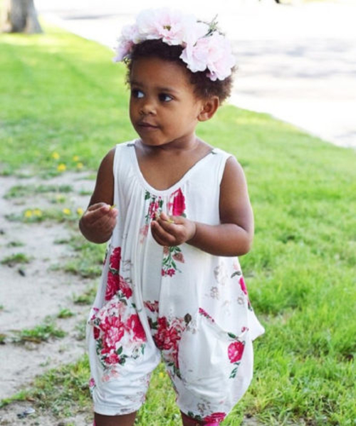 Summer Toddler Baby Girls Flower Sleeveless Romper