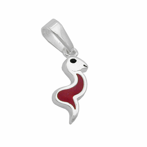 pendant snake red/ black silver 925