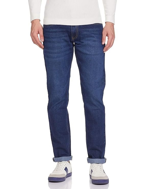 Men Cotton straight  Lycra Stretchable Jeans (Size-M) (Color-BLUE)