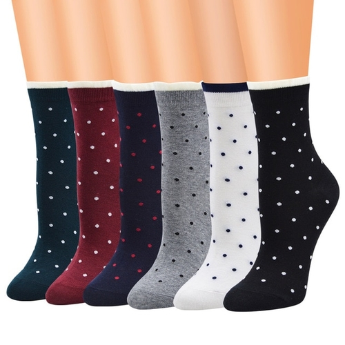 Cute Ladies Women Socks Cotton Horizontal Dots