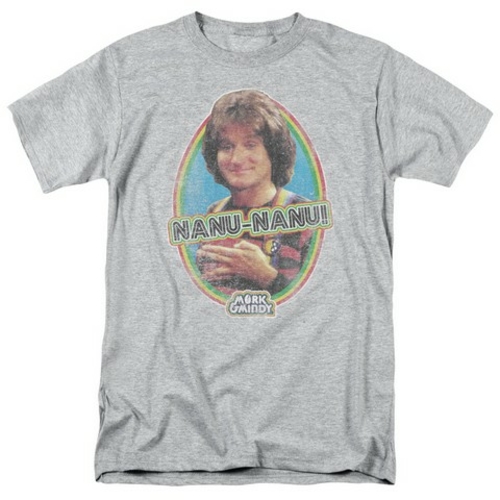 Trevco Mork & Mindy-Nanu Nanu - Short Sleeve Adult 18-1 Tee - Heather-