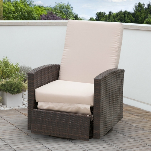 Outsunny Deluxe Swivel Rattan Wicker Sofa Chair Reclining Lounge