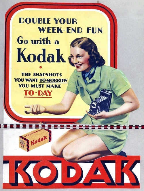 Kodak Camera Advertising   8 x 12 inch Metal  Tin Sign 1954 