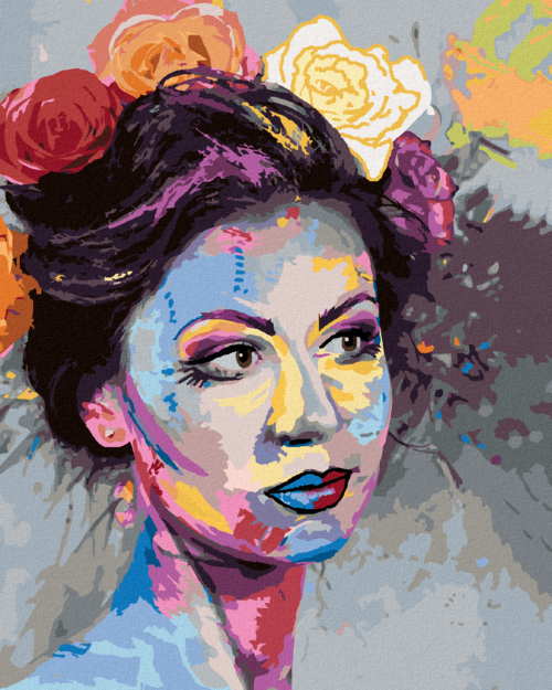 Zuty - Paint by Numbers - WOMAN WITH COLOURFUL MAKE-UP, 40x50 cm