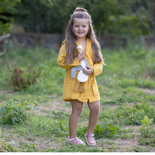 OrganicEra Muslin Bathrobe, Mustard