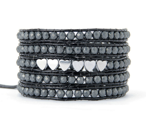 Quality Natural Hematite Stones with Heart Charm