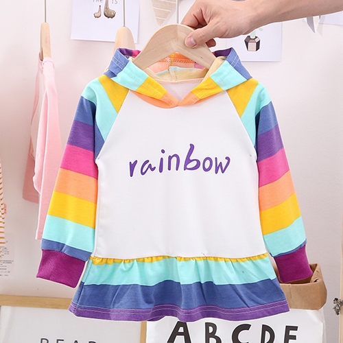 Toddler Kids Baby Girls Striped Rainbow