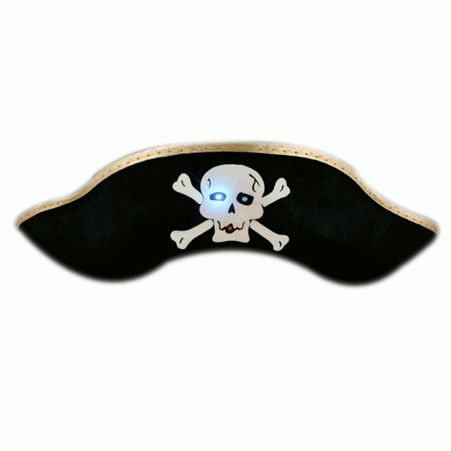 Blinkee LUBPHBS-LU Light Up Black Pirate Hat with Blinking Skull