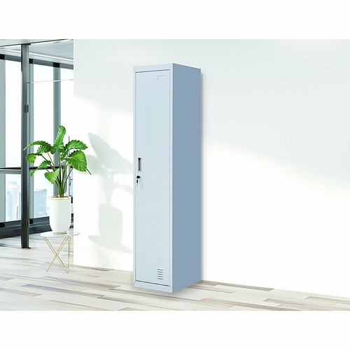 Grey One-Door Office Gym Shed Clothing Locker Cabinet - Standard Lock
