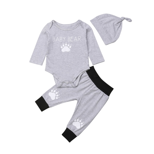 Baby 3pcs Clothes Sets Toddler Baby Boy Paw Long