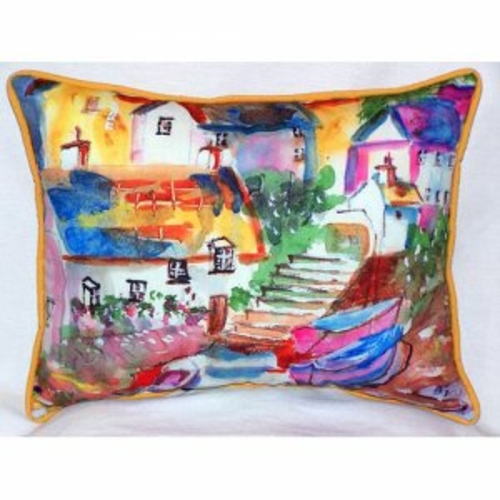 Betsy Drake ZP938 Boats At Steps Indoor & Outdoor Throw Pillow- 20 x 2