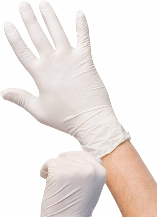 Pack of 100 Industrial Latex Glovs, Medium. White Disposable Hand