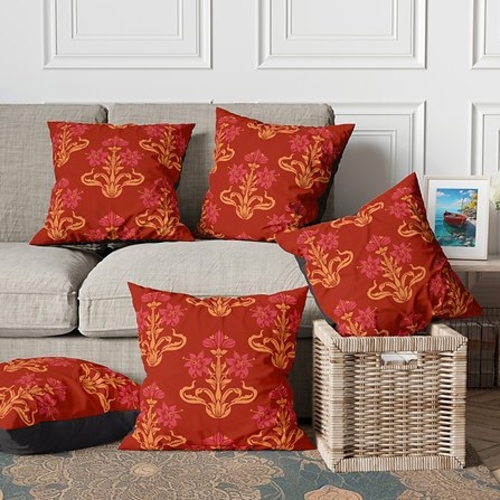 Brown ethnic motif cushion cover