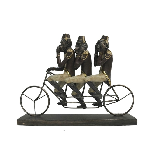 Decorative Figure DKD Home Decor Monkey Tricycle Black Golden Metal