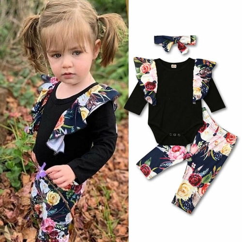 Pudcoco Autumn Newborn kids Baby Girl Flower Print