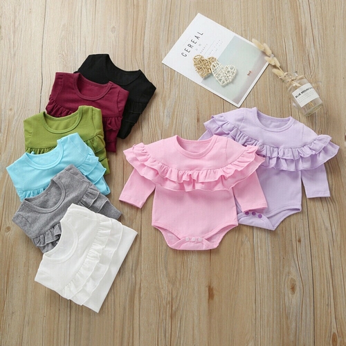 Cute Newborn Baby Girls Boys Bodysuits Solid