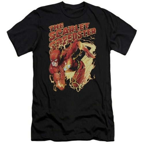 Trevco Jla-Scarlet Speedster Short Sleeve Adult 30-1 Tee- Black - Smal