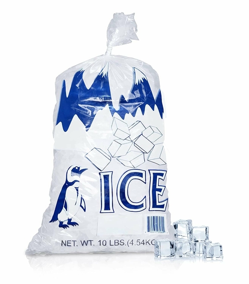 Pack of 1000 Ice Bags with Twist Ties 12 x 21. Printed Bags Ice Bags