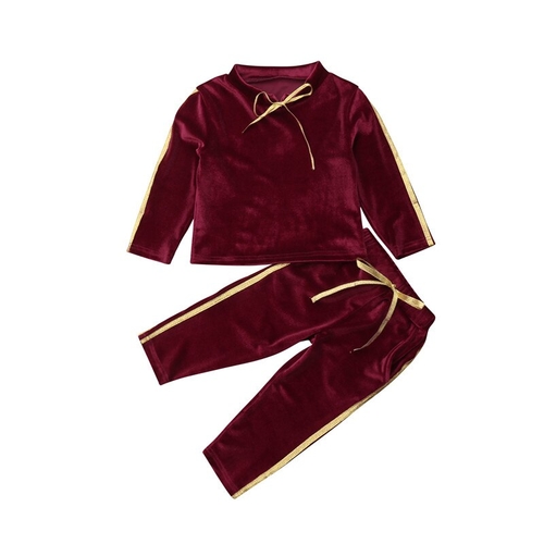 Fashion Kids Baby Girl Velvet Outfit Spring Fall