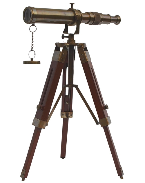 Antique Maritime Brass Telescope with Adjustable Tripod stand