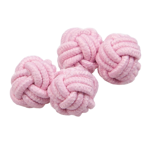 Plain Knot Fabric Cufflinks - Baby Pink