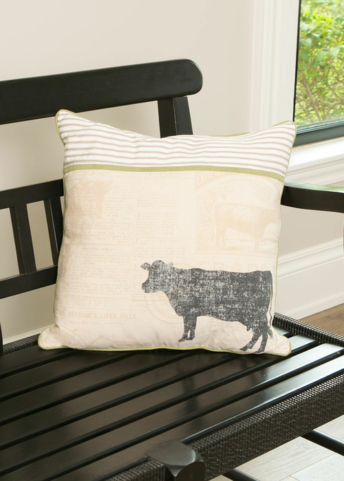 Heritage Lace FH015-PC 18 x 18 in. Farmhouse Cow Pillow Cover