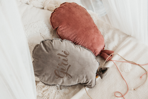 Personalized pillow "Balloon", dasty pink